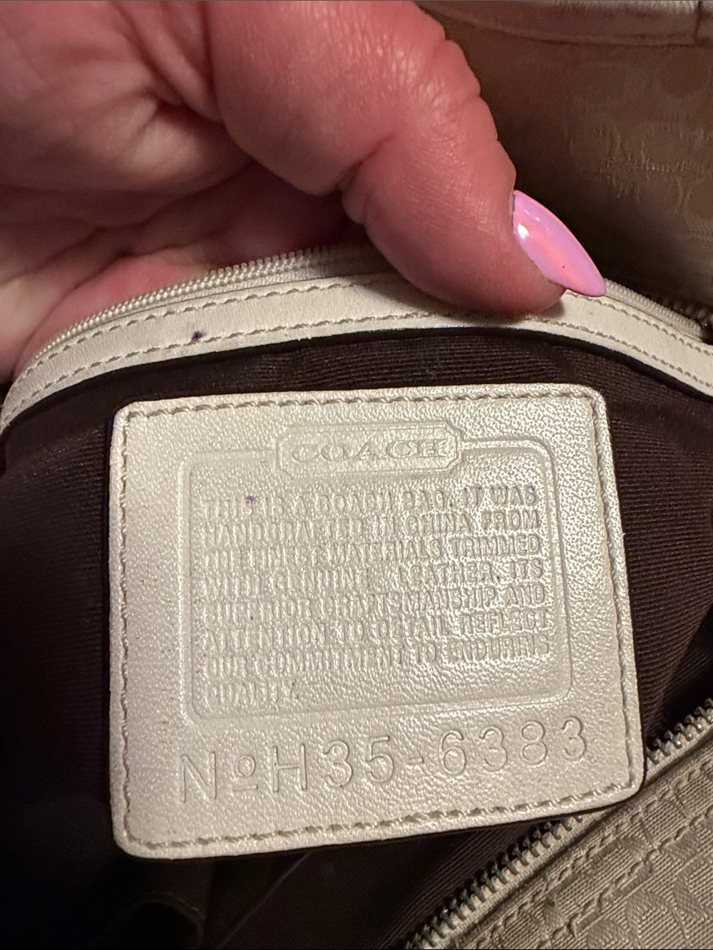 Coach Cream and White Signature Tote - Picture 2 of 4